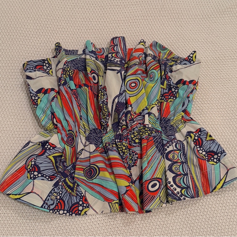 Anthropologie Pastel Multicolor Strapless Peplum Top